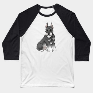 Dog - Miniature Schnauzer - Black and Silver Cropped Baseball T-Shirt